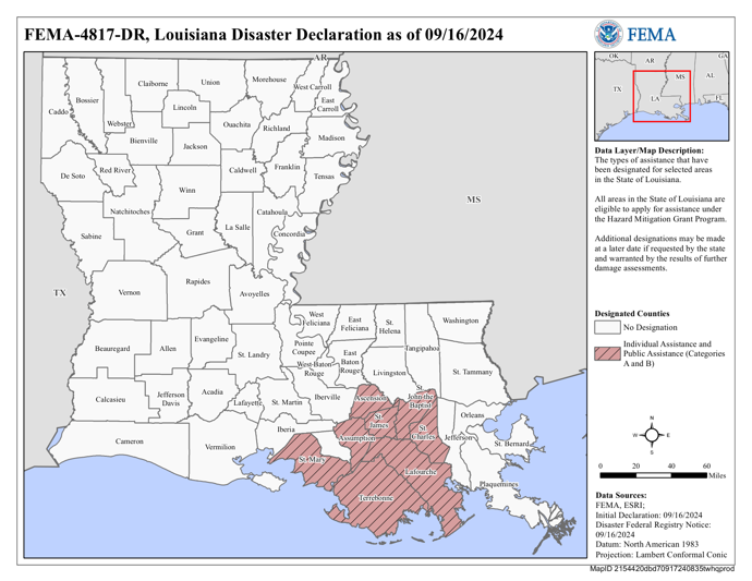 DR4817 LA Declared Counties Map