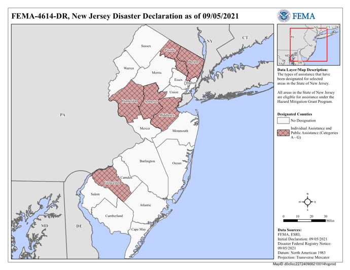 DR 4614 NJ Declared Counties