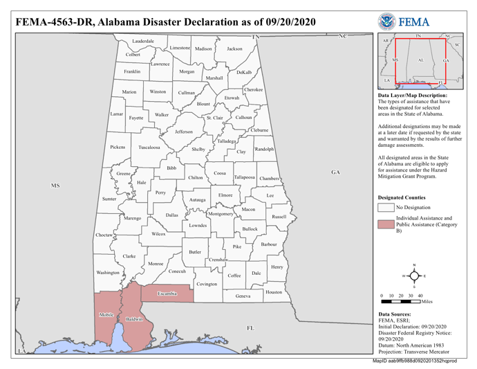 map of disaster declaration area