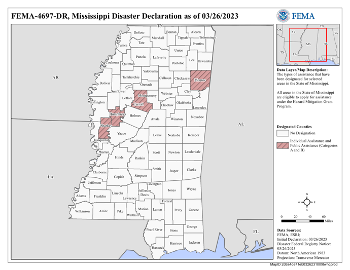 DR4697 MS Declared Counties Map